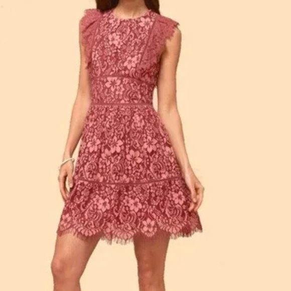 Adelyn Rae Women's Alisa Dusky Rose Lace Cocktail Minidress Size S - Picture 1 of 9